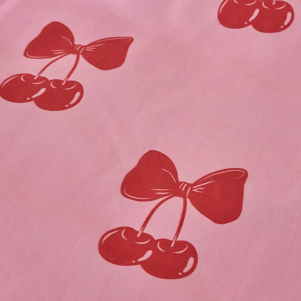 Cherry Bow Print Reversible Duvet Cover Set - Pink/Red 🇬🇧