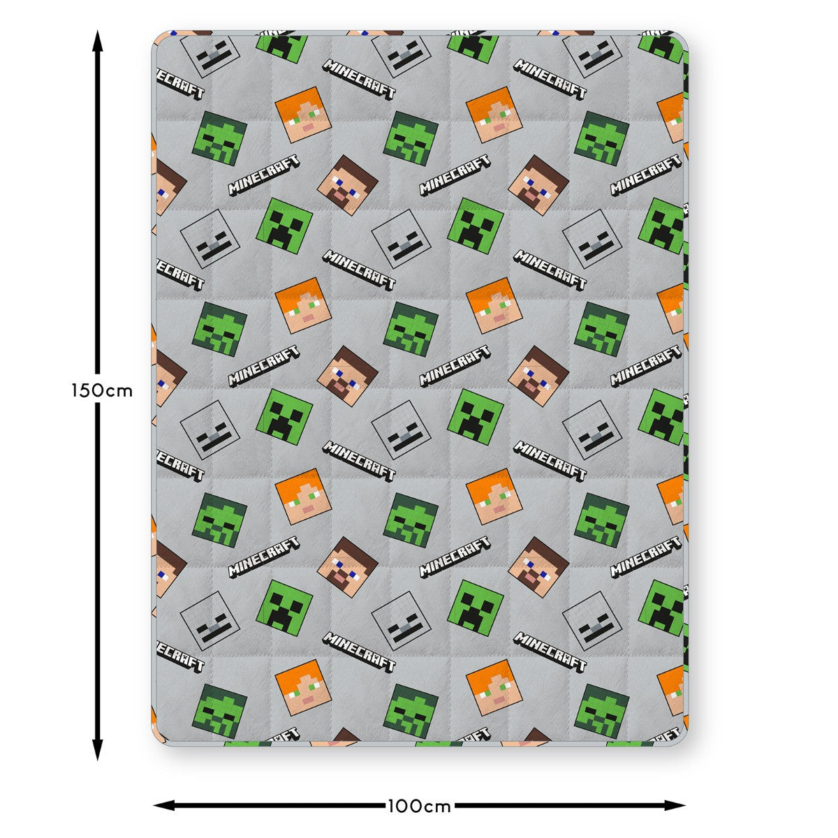 Kids Minecraft Heads Weighted Blanket, Grey - 3kg 🇬🇧