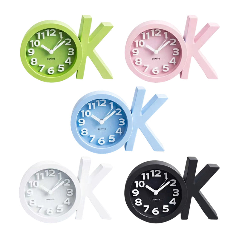 OK Shaped Alarm Clock Wake up Clock Bedroom Alarm Clock for Girls Boys Children Adults Random Colours 🇬🇧