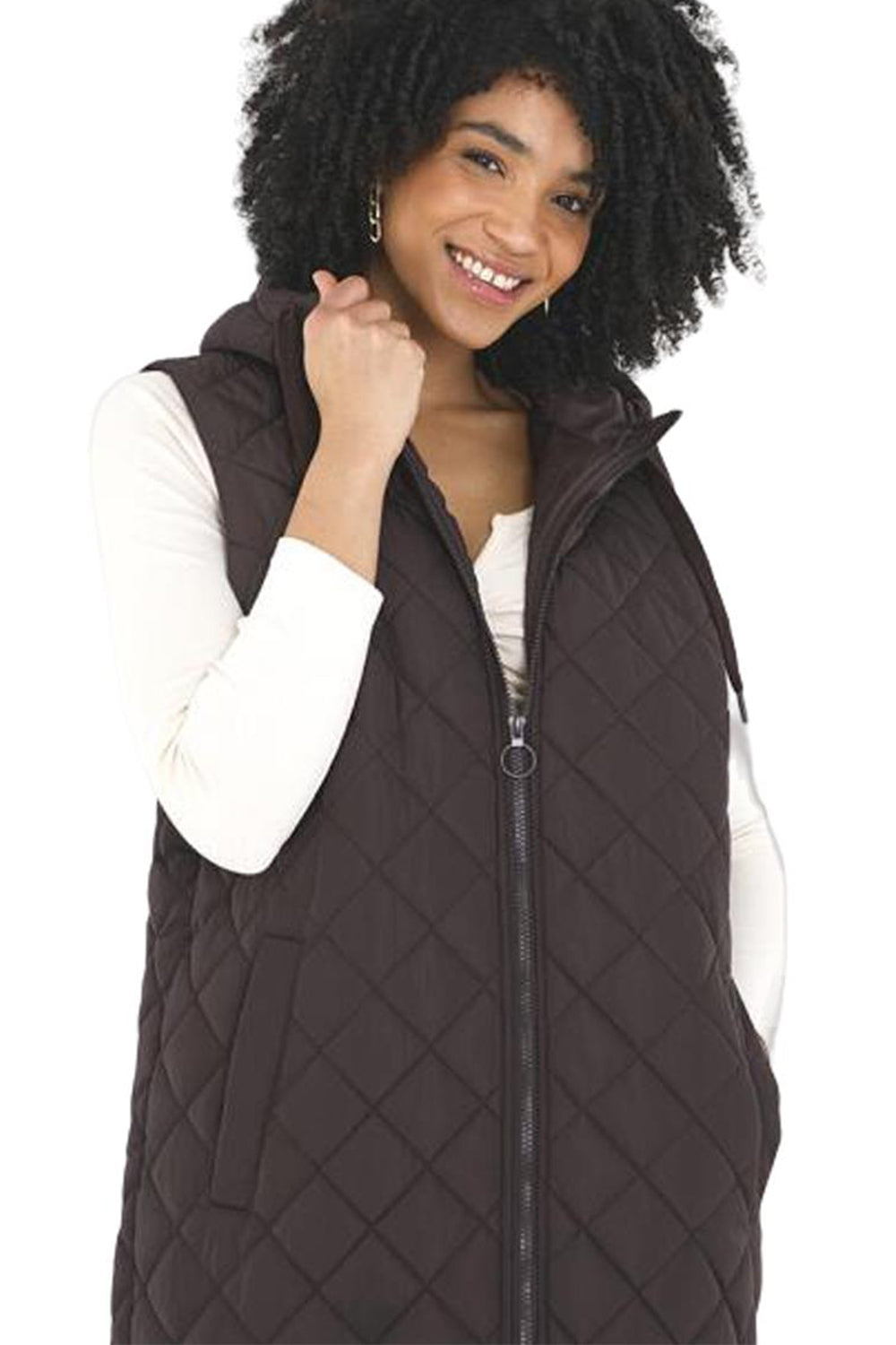Womens Long Line Hooded Zipper Jacket 🇬🇧