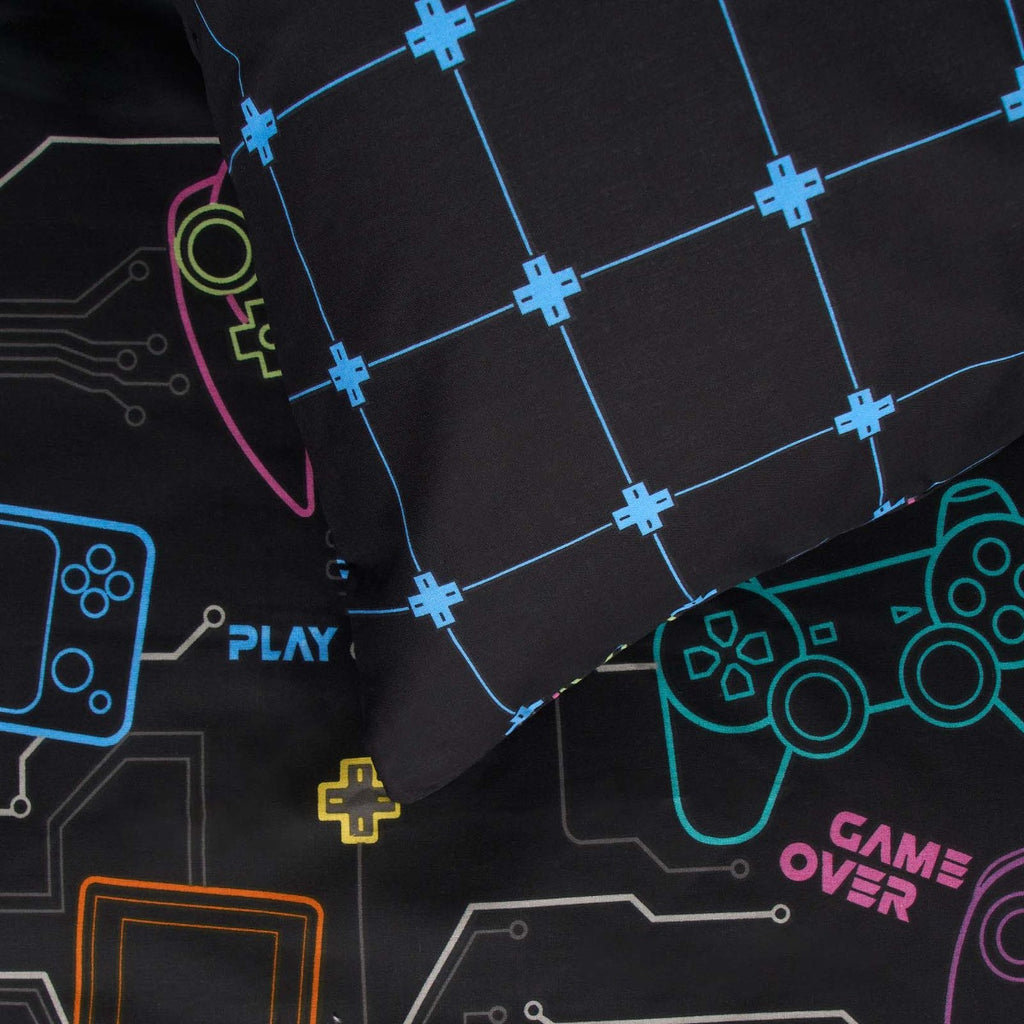 Gaming Print Reversible Duvet Set - Black 🇬🇧