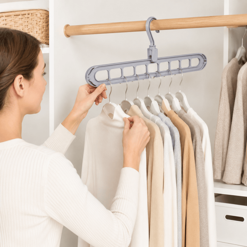 10Pack Clothes Hangers 9 Holes Wardrobe Organiser 360 Rotation Space Saving 🇬🇧