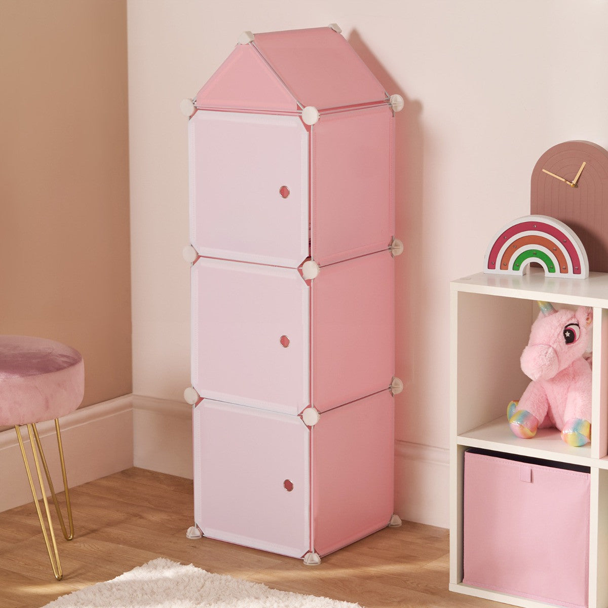 Kids 3 Cube Castle Storage Tower - Pink 🇬🇧