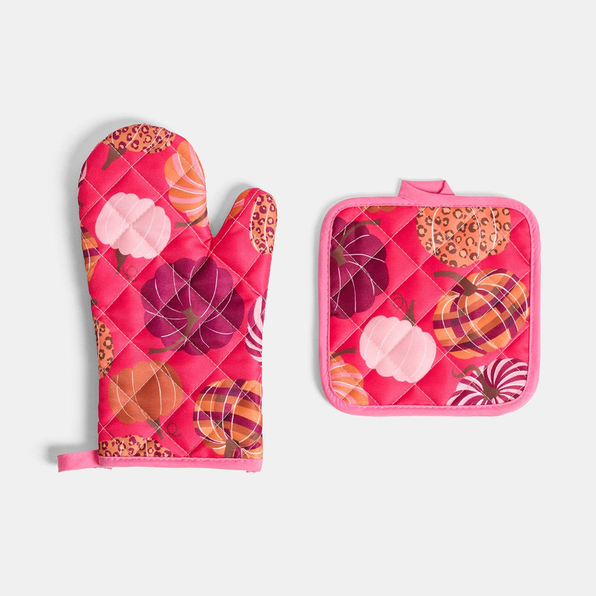 Pumpkin Print Oven Mit & Pot Stand Set - Hot Pink 🇬🇧