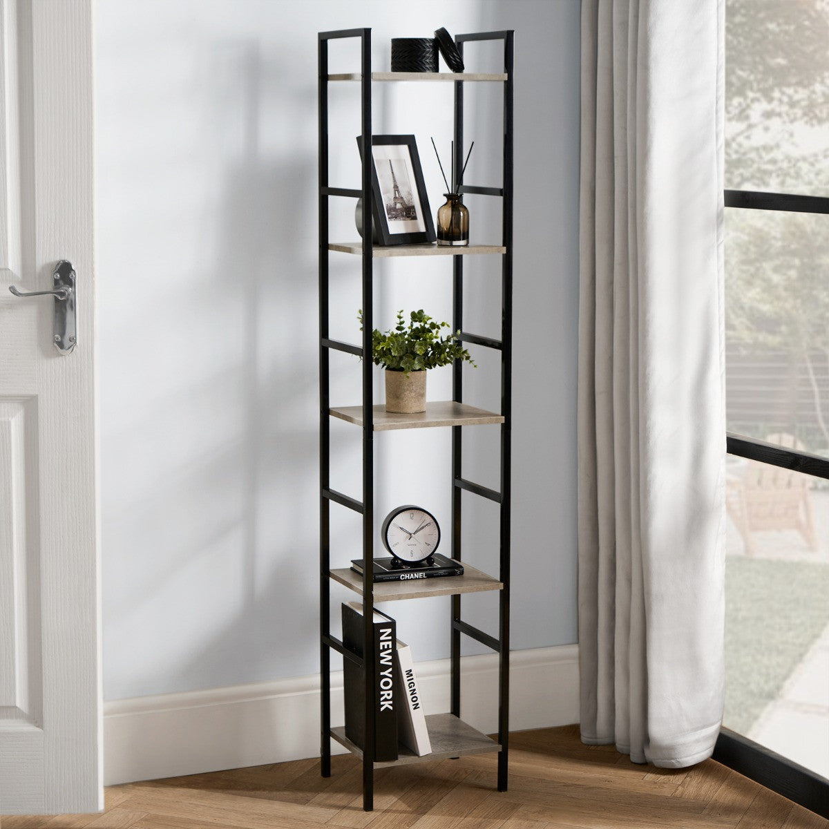 Manhattan 5-Tier Shelving Unit – Concrete Effect 🇬🇧