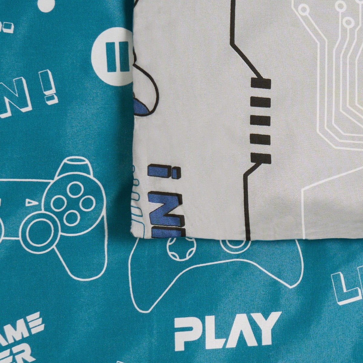 Kids Gaming Console Print Reversible Duvet Cover Set - Grey/Blue 🇬🇧