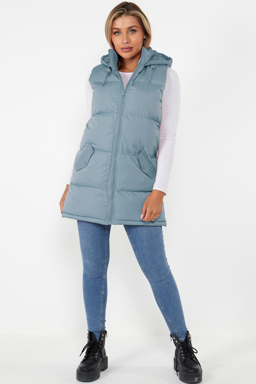 Ladies Longline Hooded Puffer Gilet 🇬🇧