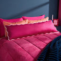 Scallop Piped Edge Bolster Pillow - Burgundy/Pink 🇬🇧