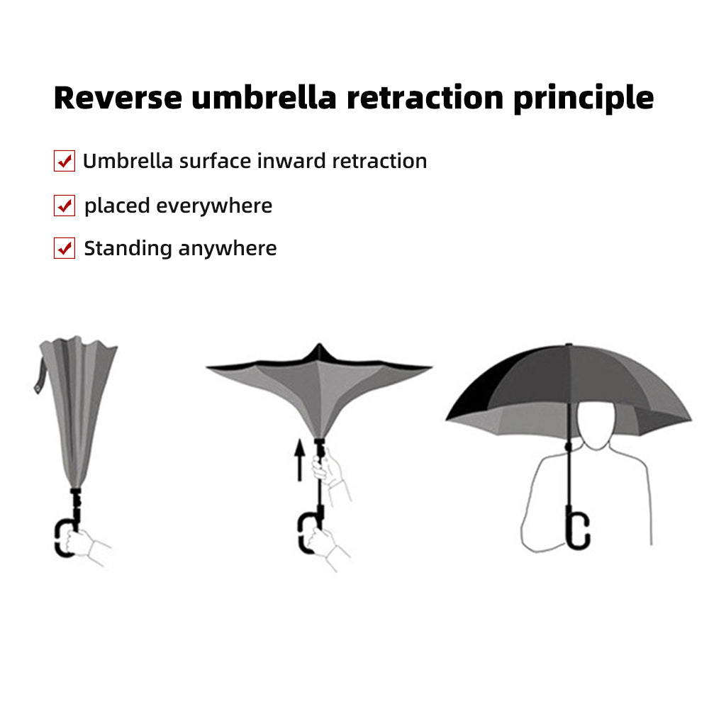 Sunflower Pattern Double Layer Inverted Umbrella Cars Reverse Open Folding Umbrellas Windproof UV Protection Large Self Stand Upside Down Straight Umbrella C Handle 🇬🇧