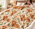 Highland Cow Daisy Meadow Fleece Throw 🇨🇳