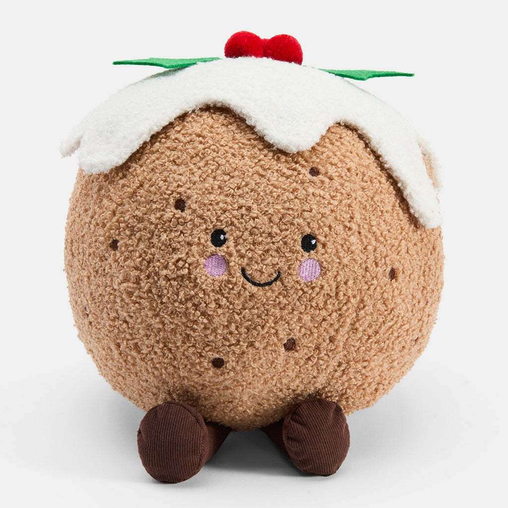 Character Christmas Pudding Shaped Cushion - Brown 🇬🇧