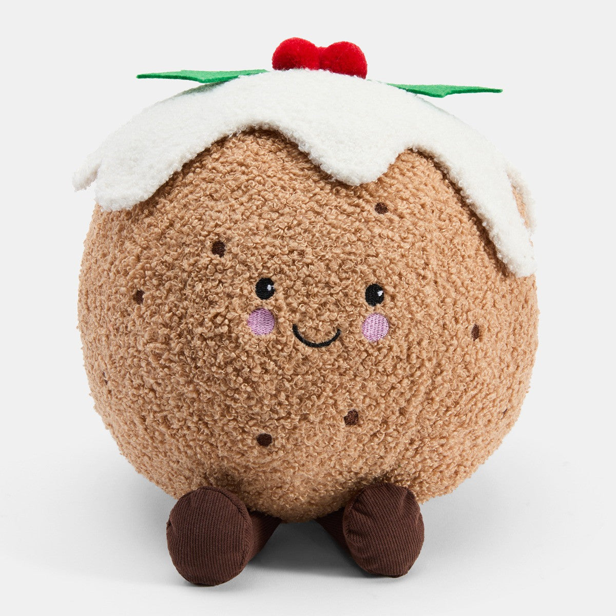 Character Christmas Pudding Shaped Cushion - Brown 🇬🇧