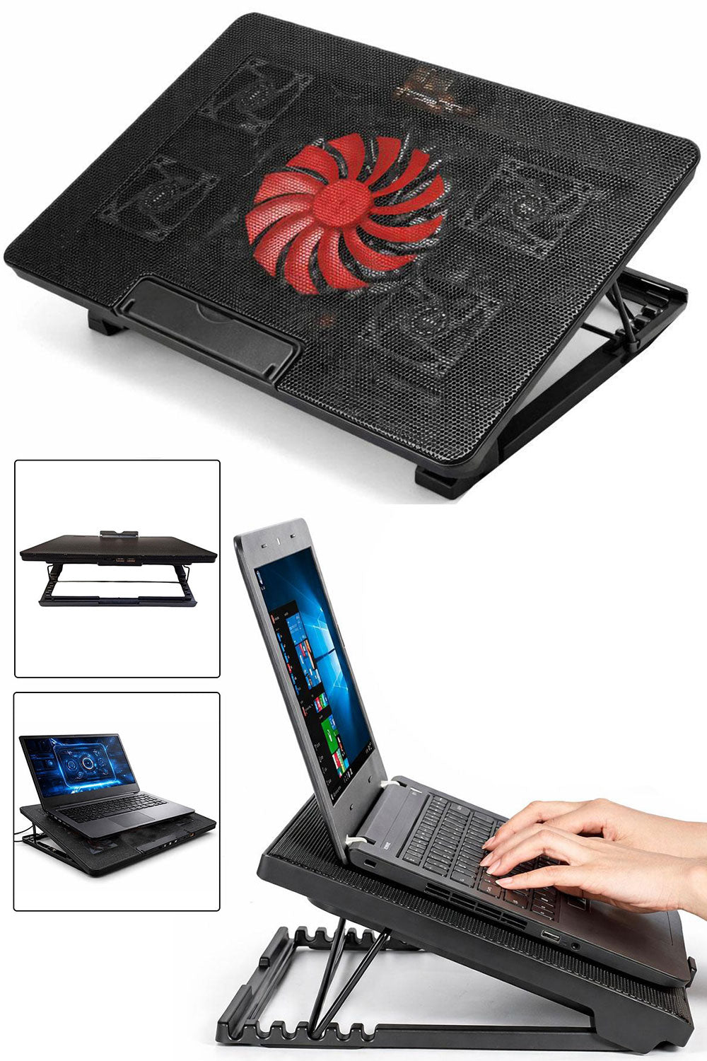 5 Fan Laptop Cooling Pad – Adjustable USB Laptop Stand 🇬🇧