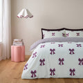 Bow and Stripe Duvet Cover Set - Plum 🇬🇧