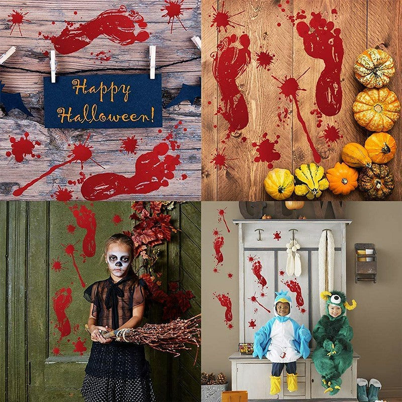 12 Sheets Halloween horrifying Bloody Stickers Bloody Handprint Window Decoration 🇬🇧