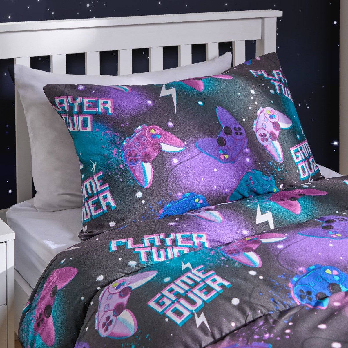Gaming Coverless 10.5 Tog Duvet Set, Neon - Single 🇬🇧