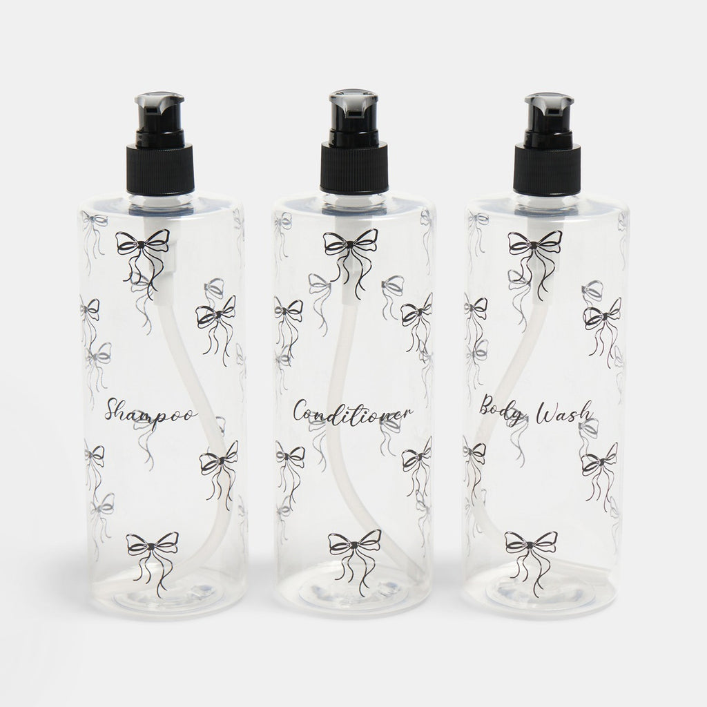 Bows Dispenser Bottles, Clear/Black - 3 Pack 🇬🇧
