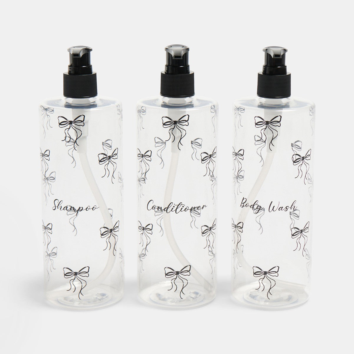 Bows Dispenser Bottles, Clear/Black - 3 Pack 🇬🇧