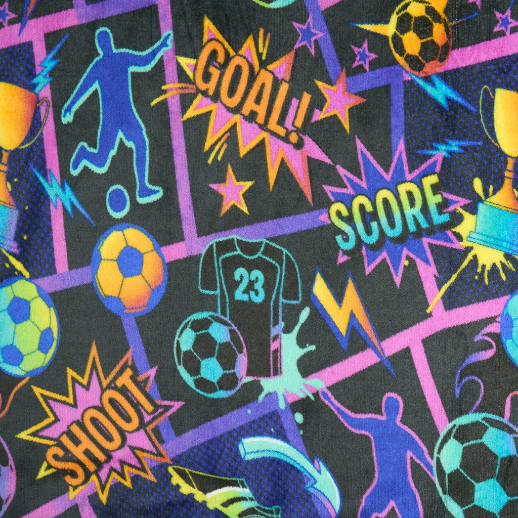 Football Comic Print Fleece Throw - Black 🇬🇧