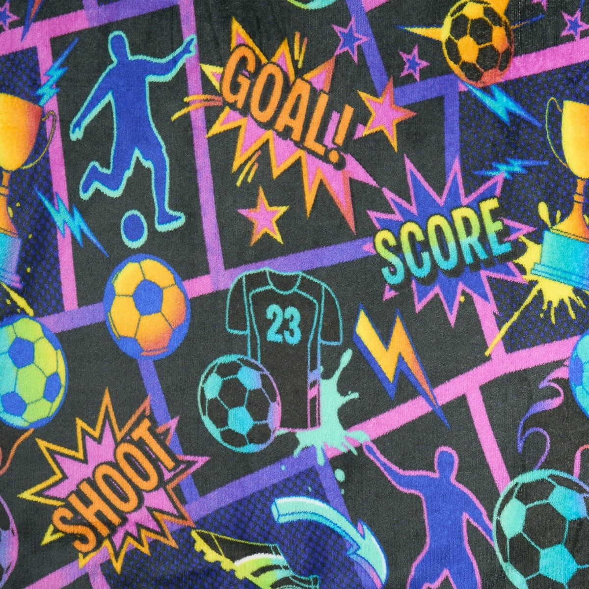 Football Comic Print Fleece Throw - Black 🇬🇧