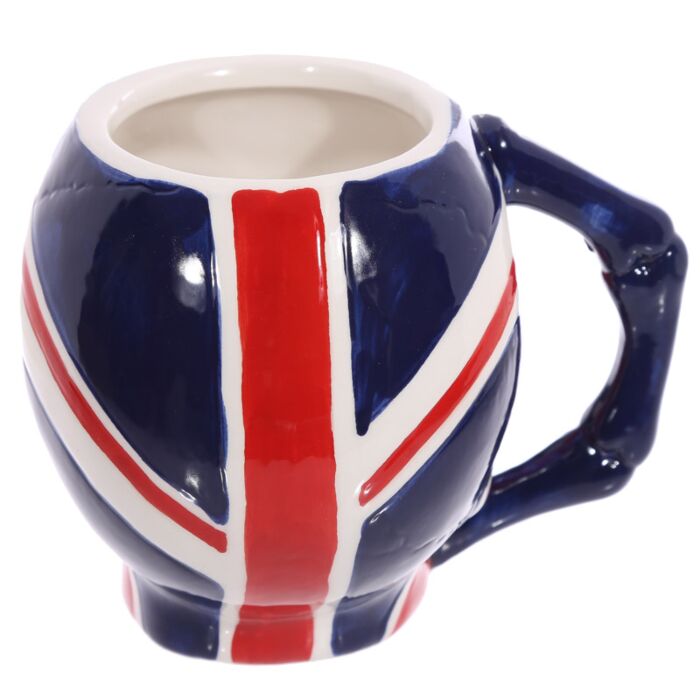 Ceramic Shaped Head Mug - UK Flag Skull 🇬🇧