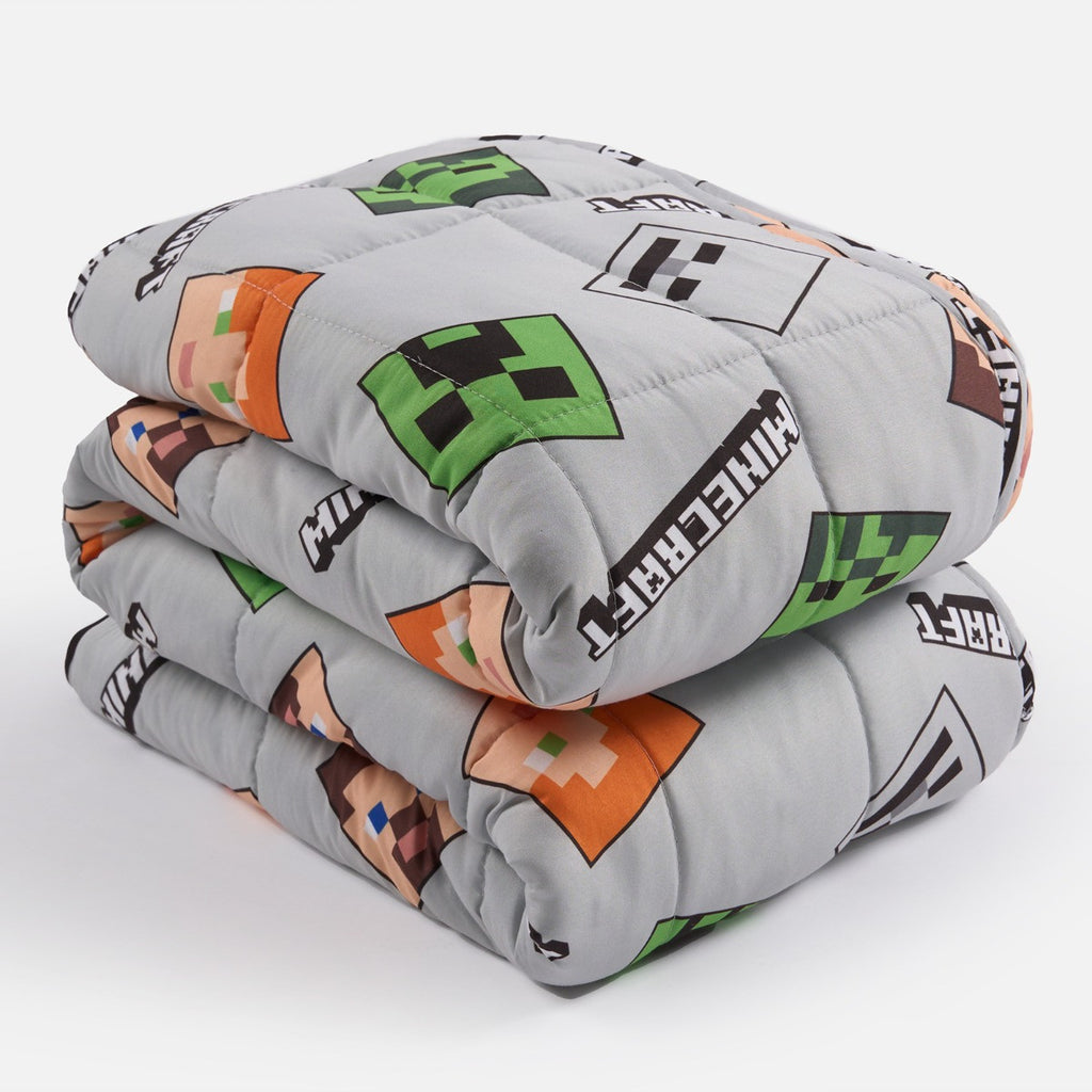 Kids Minecraft Heads Weighted Blanket, Grey - 3kg 🇬🇧