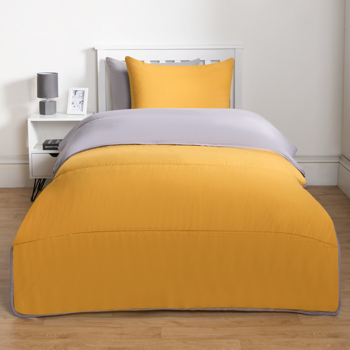 Coverless 10.5 Tog Reversible Duvet Set - Ochre/Grey