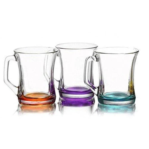 3PCS Zen Coral Glass Tea Mug 225cc Clear Glass Cups Home Kitchen Random Colour 🇬🇧