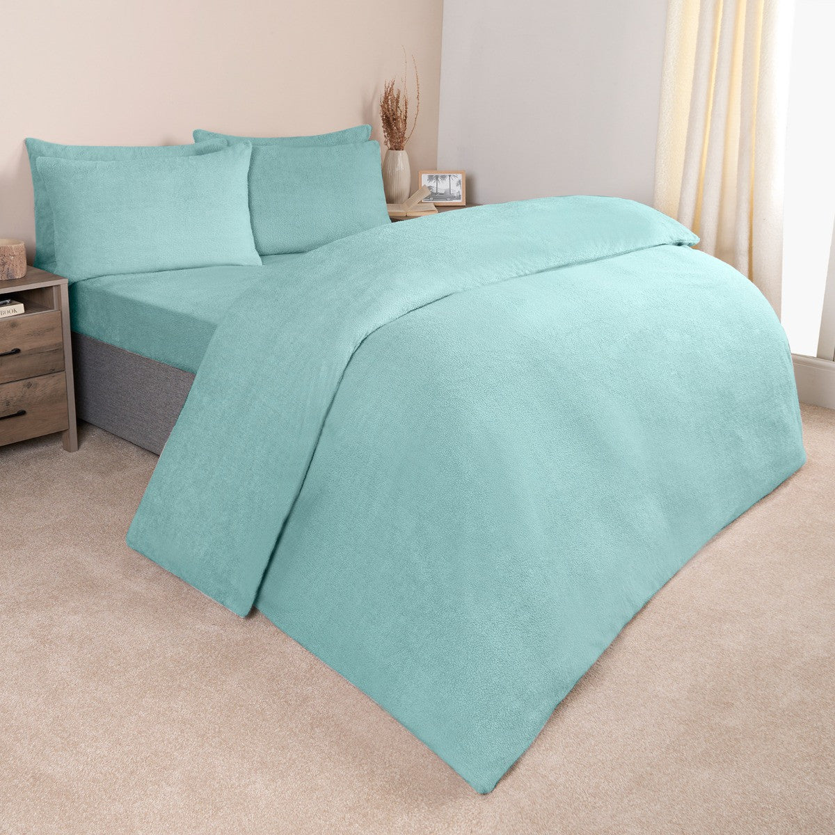 Teddy Fleece Duvet Cover Set - Duck Egg 🇬🇧