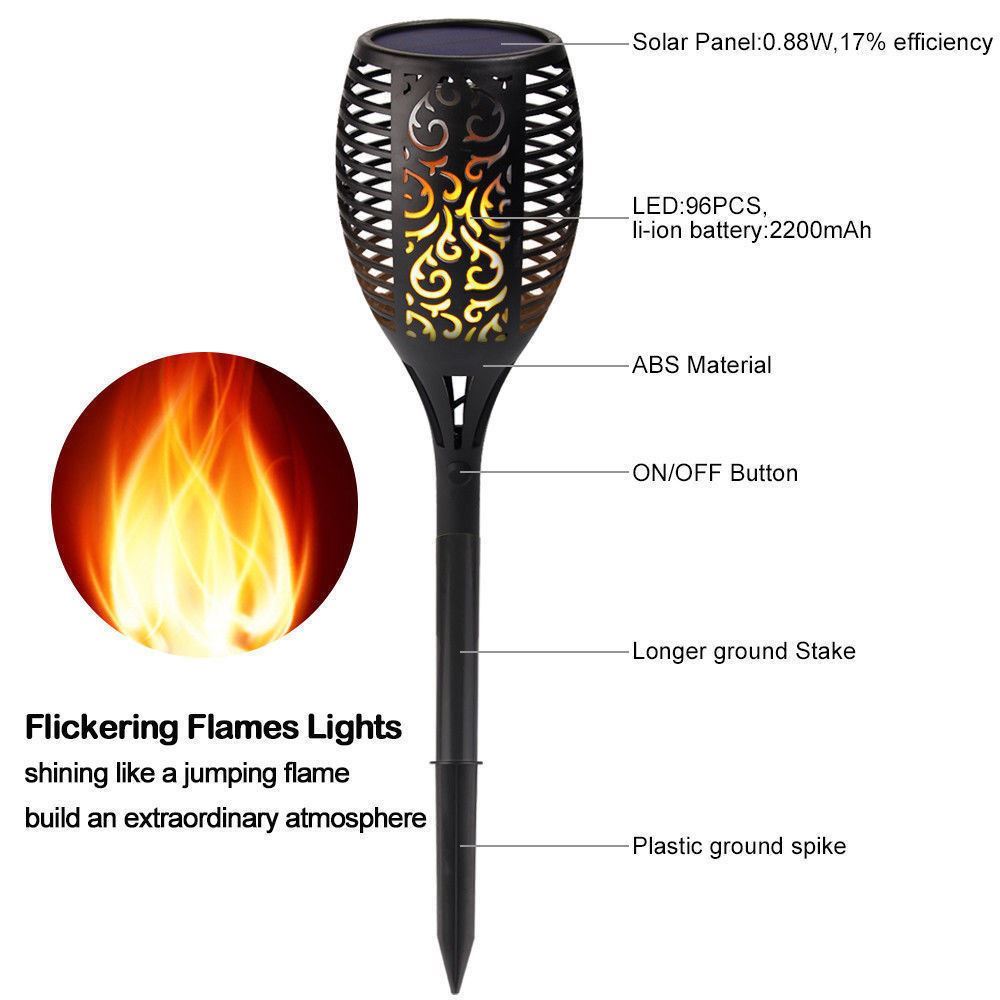 2x Solar Flame Garden Lights - Waterproof LED Torches for Outdoor Use 🇬🇧