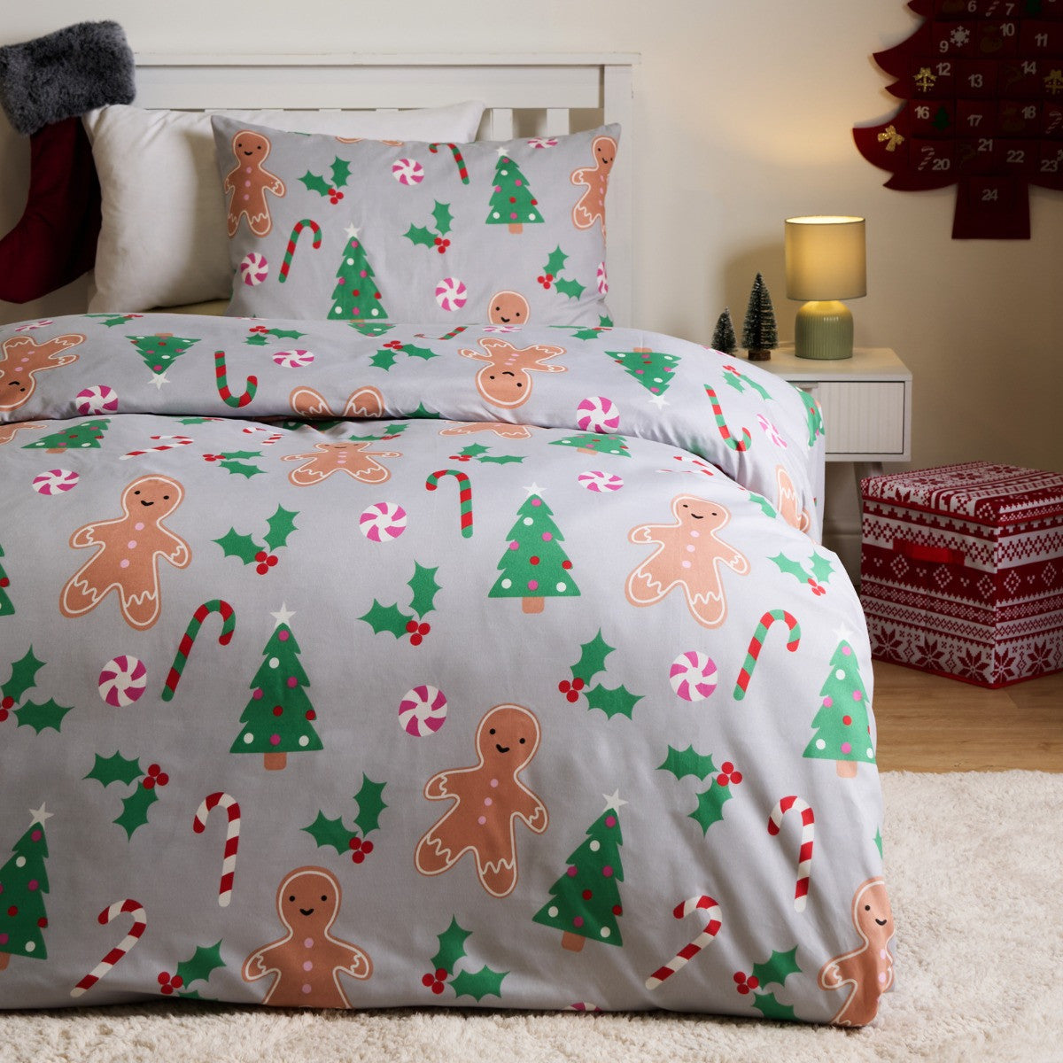 Gingerbread Man Duvet Set - Grey 🇬🇧