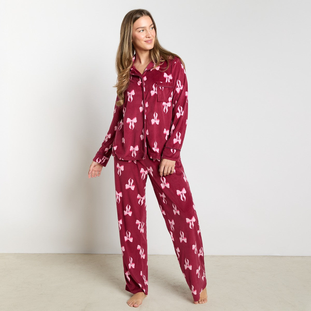 Bow Print Button Through Pyjama Set 🇬🇧