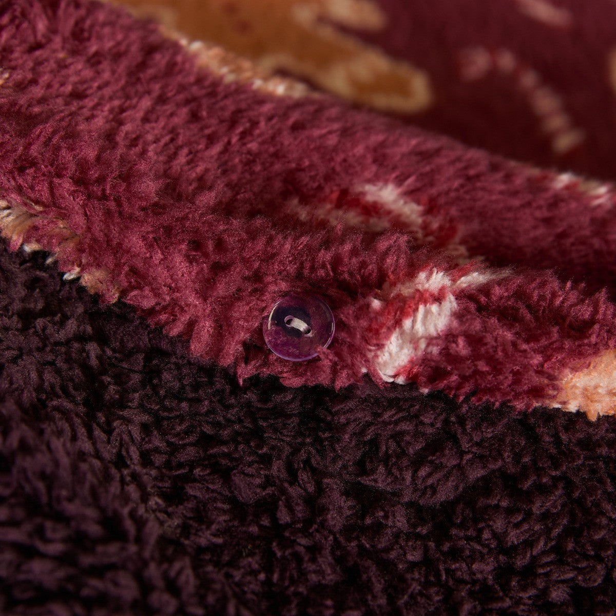 Gingerbread Man Print Teddy Fleece Duvet Cover Set - Burgundy 🇬🇧
