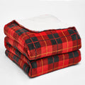 Large Tartan Sherpa Flannel Fleece Throw Blanket, Check Red - 130 x 160cm 🇬🇧