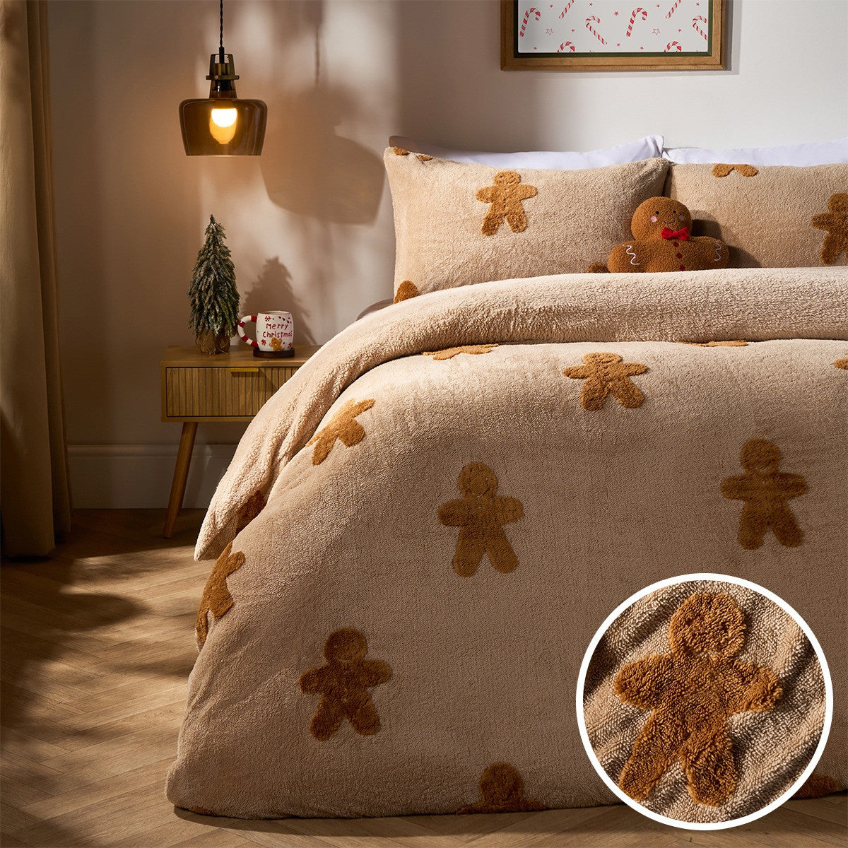 Tufted Gingerbread Man Teddy Duvet Cover Set - Natural 🇬🇧