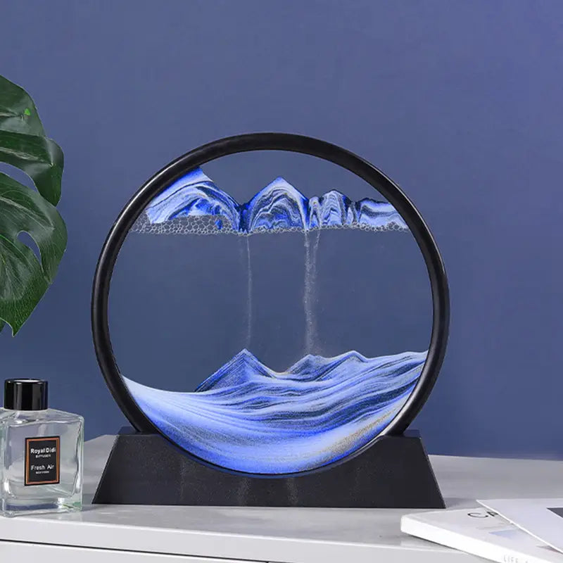 3D Dynamic Moving Sand Painting round glass stand 🇨🇳
