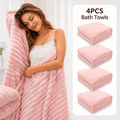 4PCS Fleece Bath Towels 70 x 135cm Soft Absorbent Quick Dry Xmas Christmas Gift Set 🇬🇧