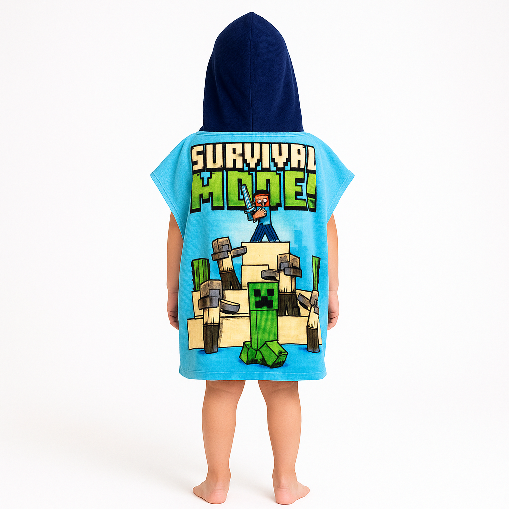 Kids Minecraft Towel Poncho - Green 🇬🇧