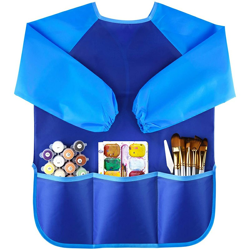 Waterproof Art Aprons Small Painter Long Sleeve Art Smock with 3 Roomy Pockets 🇬🇧