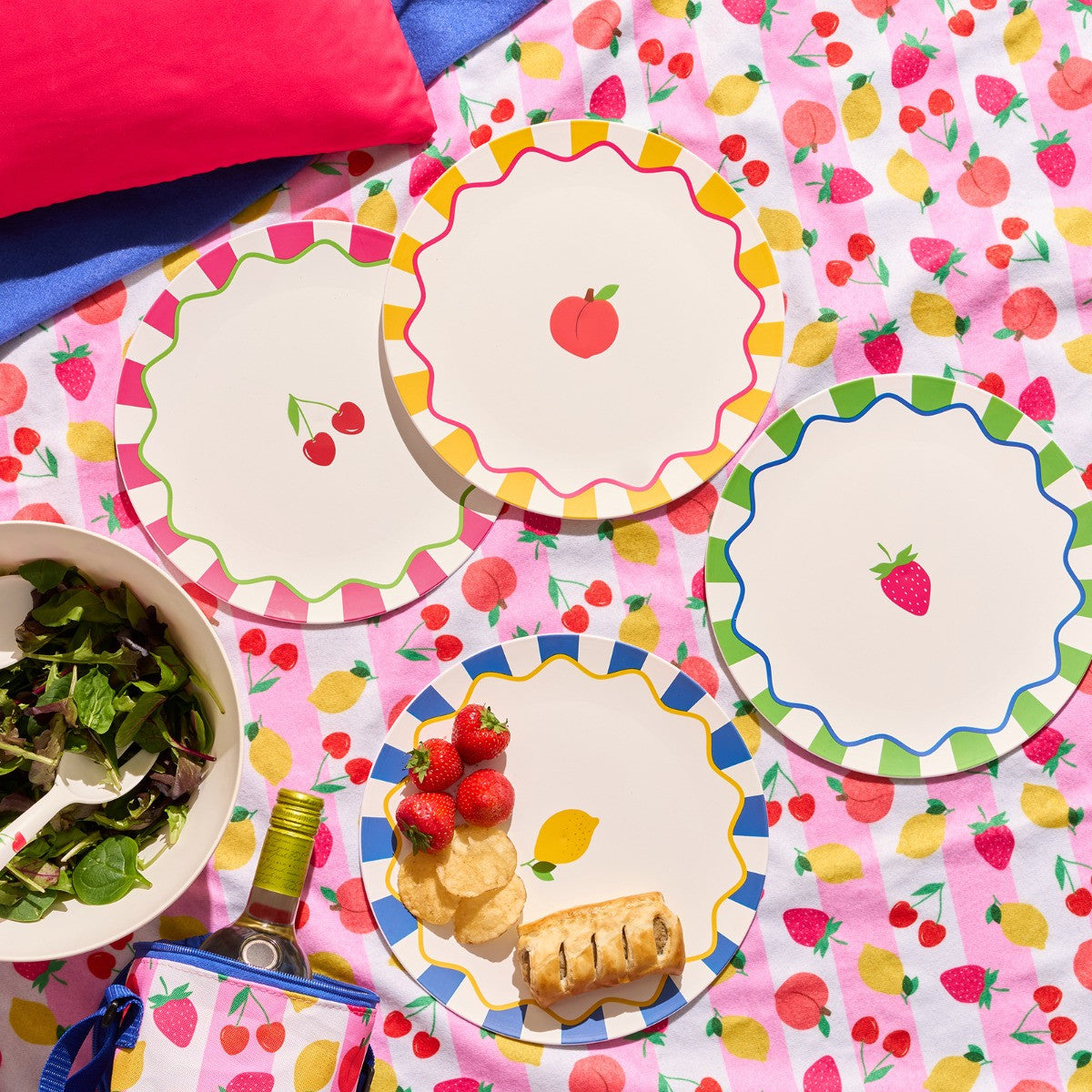 Print Picnic Plates, Pink - 4 Pack 🇬🇧