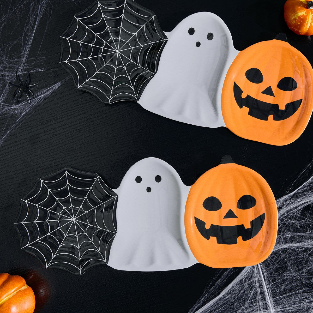 2 Pack Halloween Trio Serving Platters - Black/White 🇬🇧