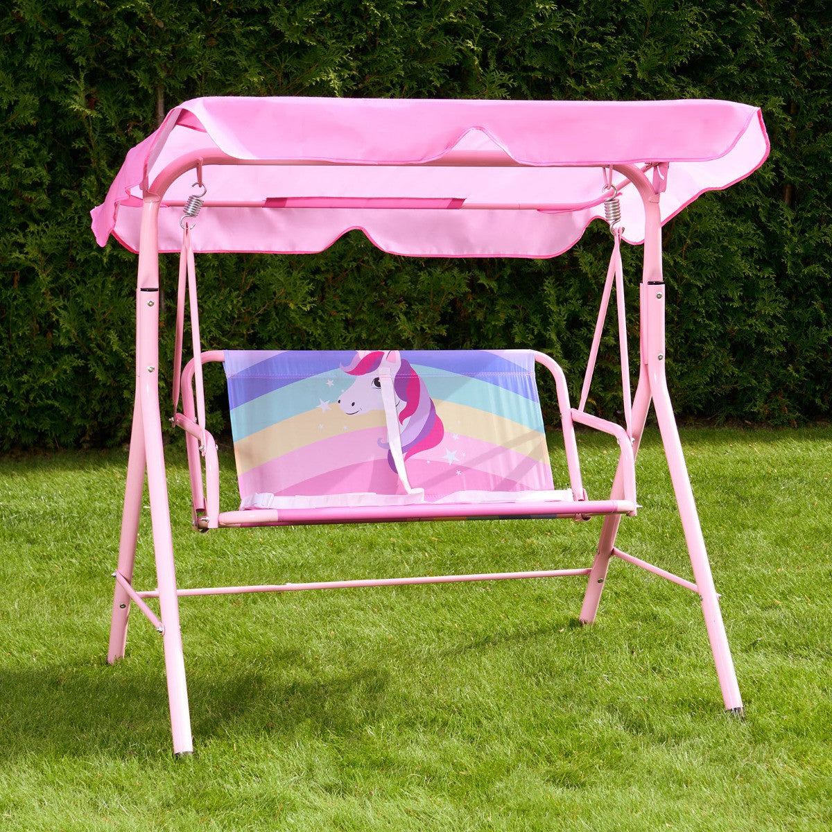 Kids Daisy Print Swing Bench with Canopy 🇬🇧