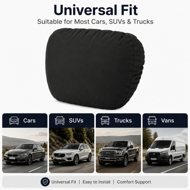 2Pack Black Car Headrest Pillow Neck Support Cushion Ergonomic Driving Comfort Pad 🇬🇧