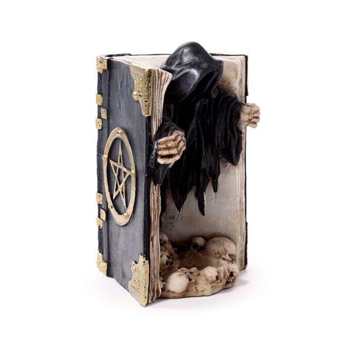 Resin Tea Light Holder - The Reaper of Death Book of Skulls 🇬🇧