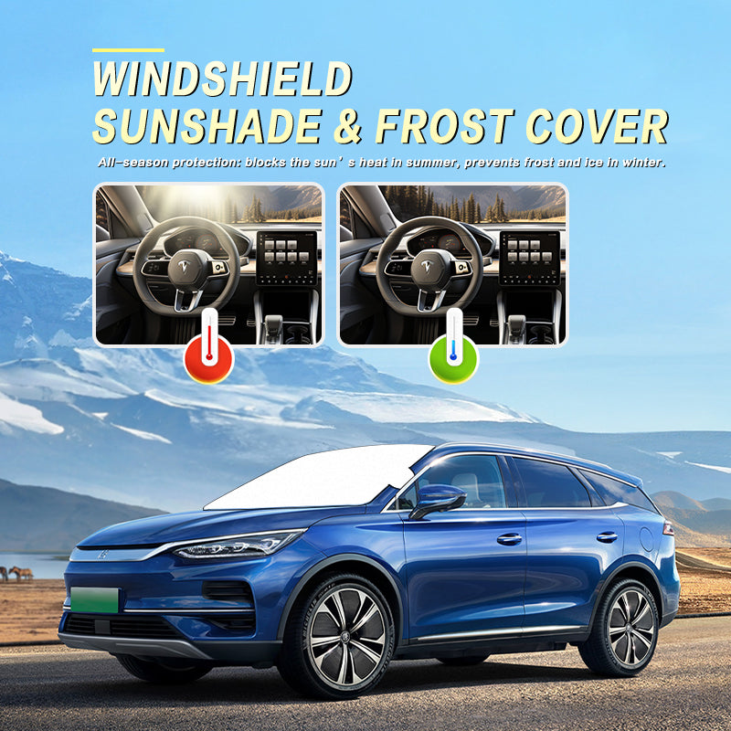 Car Windshield Snow Cover Winter Windscreen Covers Windproof Frost and Ice Removal for SUV Truck Sedan Van 65" x 49.6" 🇬🇧