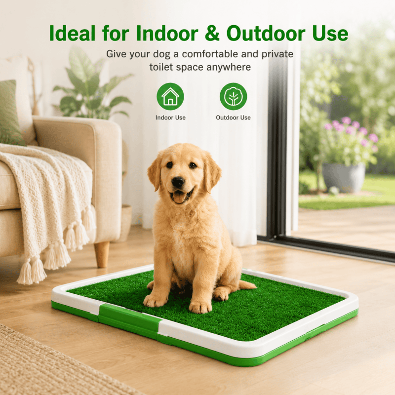 Dog Grass Pad with Tray, Dogs Toilet Tray with Artificial Grass Grid Panel Puppy Toilet Training Mat, Reusable Fake Pee Grasses for Dogs to Pee 34 x 45.5cm 🇬🇧
