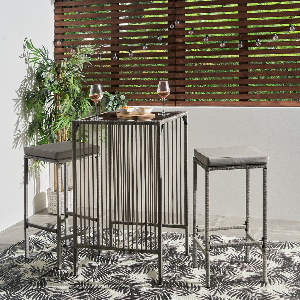 Amalfi Bar Stool & Table Set - Grey 🇬🇧