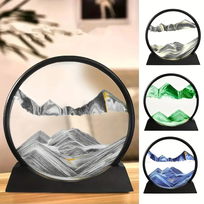 3D Dynamic Moving Sand Painting round glass stand 🇨🇳