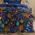 Football Comic Print Fleece Throw - Black 🇬🇧