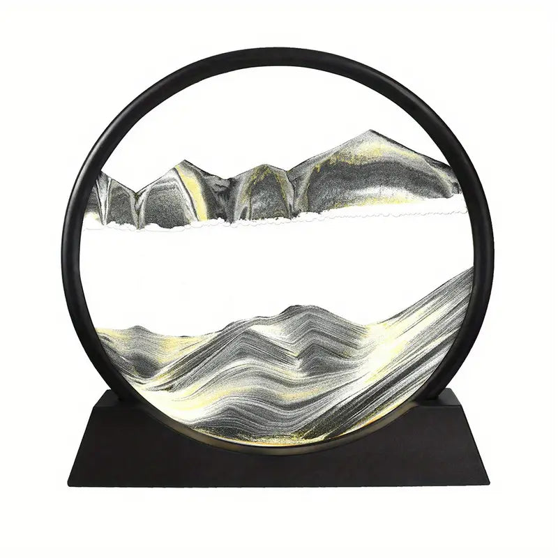 3D Dynamic Moving Sand Painting round glass stand 🇨🇳